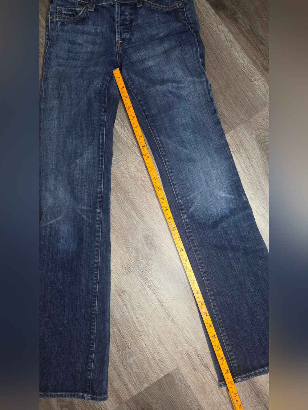 7 For All Mankind Boy Cut Jeans Dark Wash Stretch Straight Leg Premium Denim - Picture 4 of 15